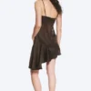 Asymmetrical Satin Dress – Dark Brown Asymmetrical Satin Dress – Dark Brown