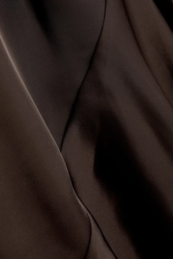 Asymmetrical Satin Dress – Dark Brown Asymmetrical Satin Dress – Dark Brown