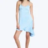 Asymmetrical Satin Dress – Light Blue Asymmetrical Satin Dress – Light Blue