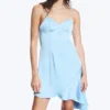 Asymmetrical Satin Dress – Light Blue Asymmetrical Satin Dress – Light Blue