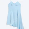 Asymmetrical Satin Dress – Light Blue Asymmetrical Satin Dress – Light Blue