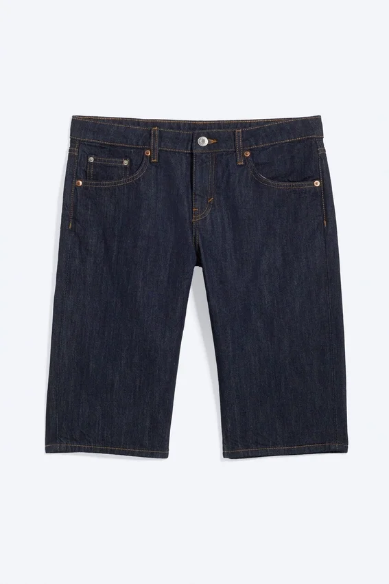 Atom Low Rise Regular Knee-Length Denim Shorts – Blue Rinse – Dark Blue Atom Low Rise Regular Knee-Length Denim Shorts – Blue Rinse – Dark Blue