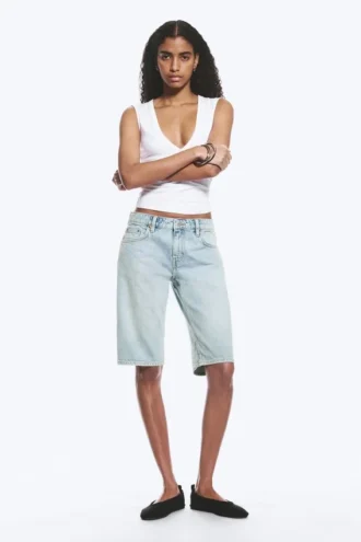 Atom Low Rise Regular Knee-Length Denim Shorts – Dream Blue – Light Blue Atom Low Rise Regular Knee-Length Denim Shorts – Dream Blue – Light Blue