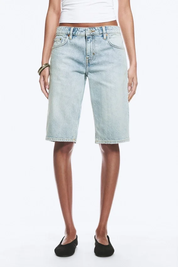 Atom Low Rise Regular Knee-Length Denim Shorts – Dream Blue – Light Blue Atom Low Rise Regular Knee-Length Denim Shorts – Dream Blue – Light Blue