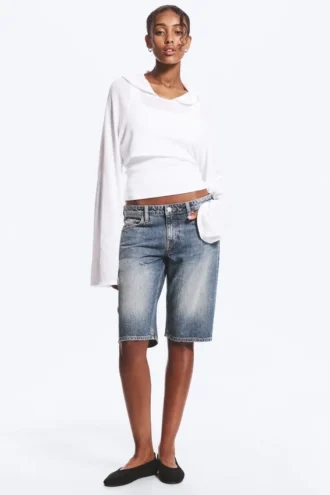 Atom Low Rise Regular Knee-Length Denim Shorts – Redondo Blue – Medium Blue Atom Low Rise Regular Knee-Length Denim Shorts – Redondo Blue – Medium Blue