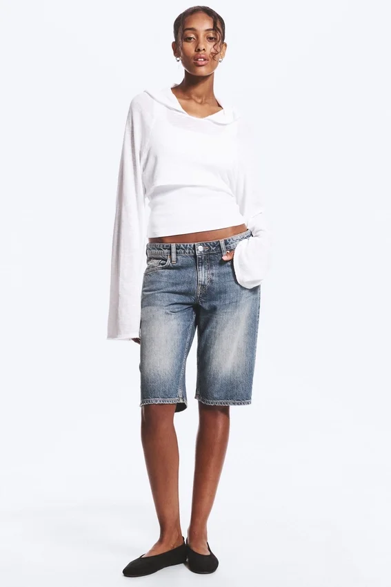 Atom Low Rise Regular Knee-Length Denim Shorts – Redondo Blue – Medium Blue Atom Low Rise Regular Knee-Length Denim Shorts – Redondo Blue – Medium Blue