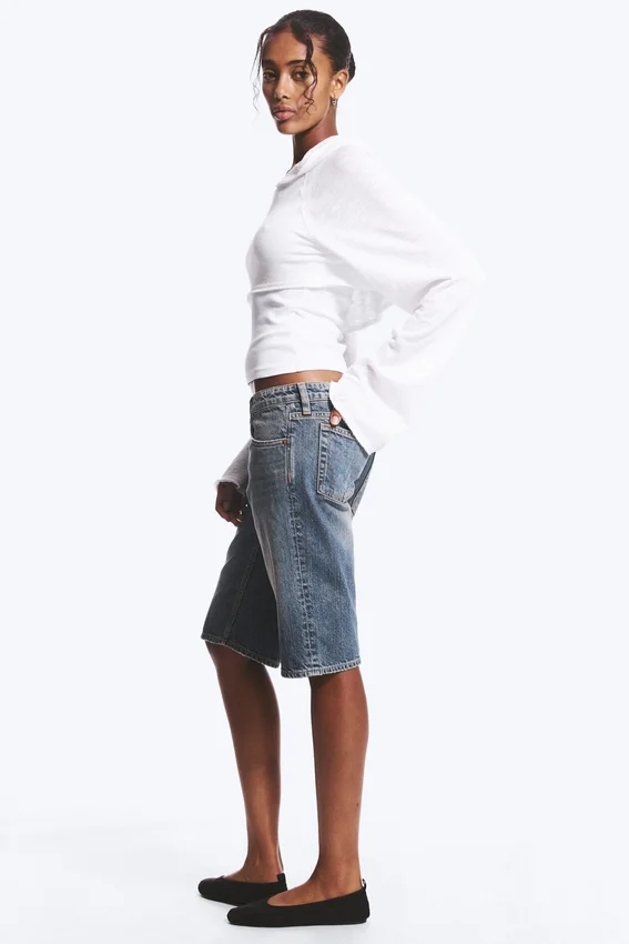 Atom Low Rise Regular Knee-Length Denim Shorts – Redondo Blue – Medium Blue Atom Low Rise Regular Knee-Length Denim Shorts – Redondo Blue – Medium Blue