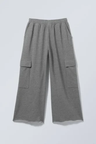 Baggy Cargo Sweatpants – Grey Melange