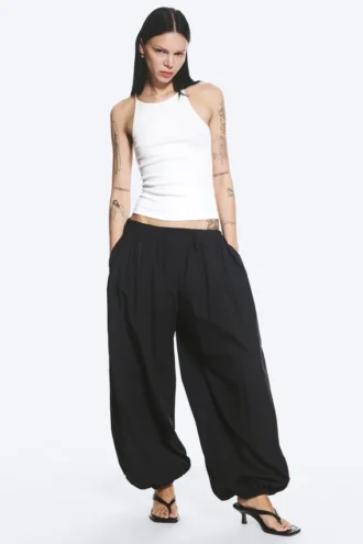 Balloon Cotton Trouser – Black