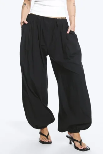Balloon Cotton Trouser – Black