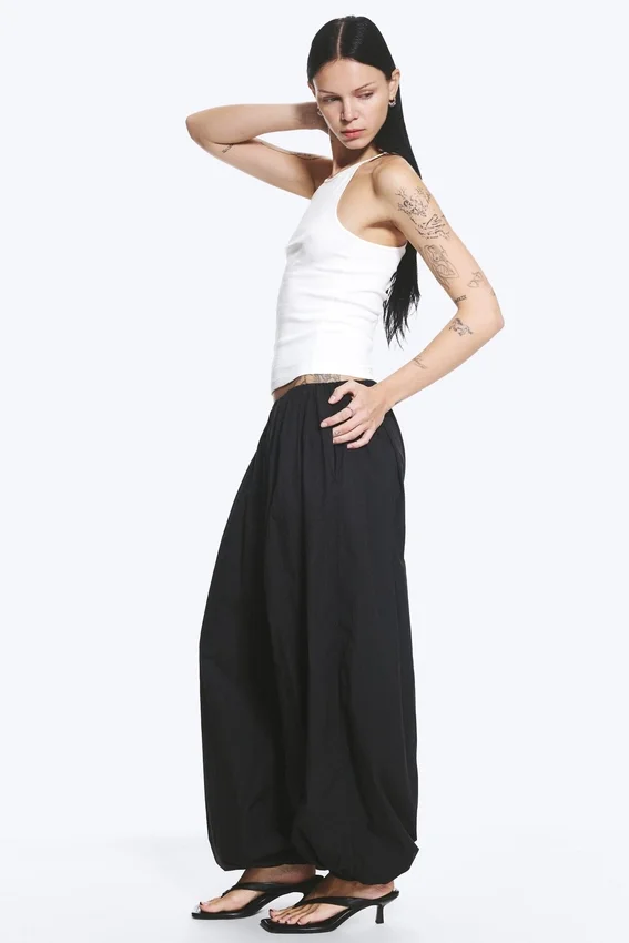 Balloon Cotton Trouser – Black Balloon Cotton Trouser – Black