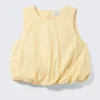 Balloon Hem Sleeveless Poplin Top – Light Yellow Balloon Hem Sleeveless Poplin Top – Light Yellow
