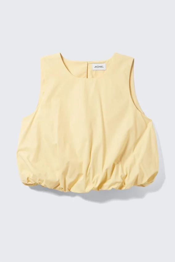 Balloon Hem Sleeveless Poplin Top – Light Yellow Balloon Hem Sleeveless Poplin Top – Light Yellow