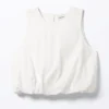 Balloon Hem Sleeveless Poplin Top – White Balloon Hem Sleeveless Poplin Top – White