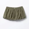 Balloon Mini Cotton Skirt – Checked Khaki Green Balloon Mini Cotton Skirt – Checked Khaki Green