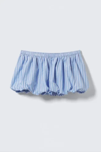 Balloon Mini Cotton Skirt – Striped Blue
