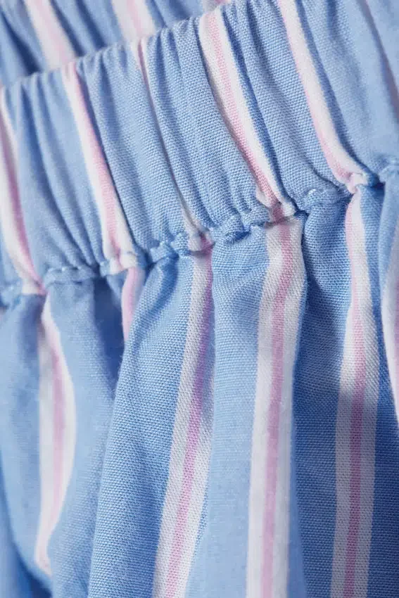 Balloon Mini Cotton Skirt – Striped Blue Balloon Mini Cotton Skirt – Striped Blue