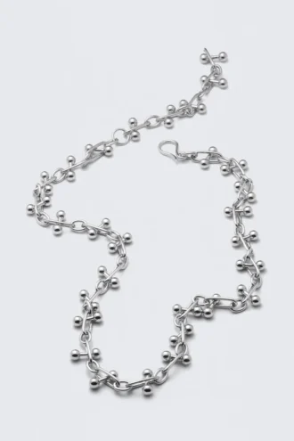 Barbell Chain Necklace – Silver