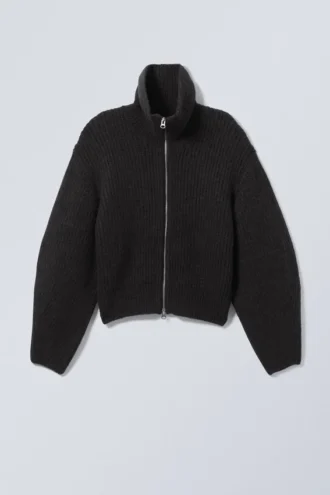 Bea Zip Cardigan – Black