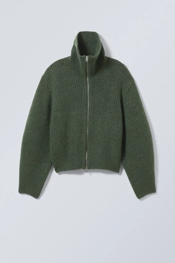 Bea Zip Cardigan – Dark Green Bea Zip Cardigan – Dark Green