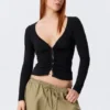 Belle B Ruched V-Neck Cardigan – Black Belle B Ruched V-Neck Cardigan – Black