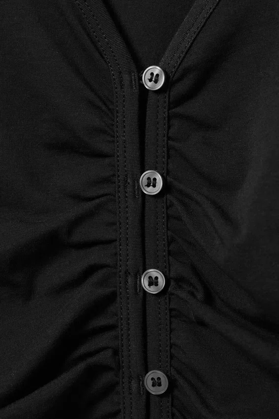 Belle B Ruched V-Neck Cardigan – Black Belle B Ruched V-Neck Cardigan – Black