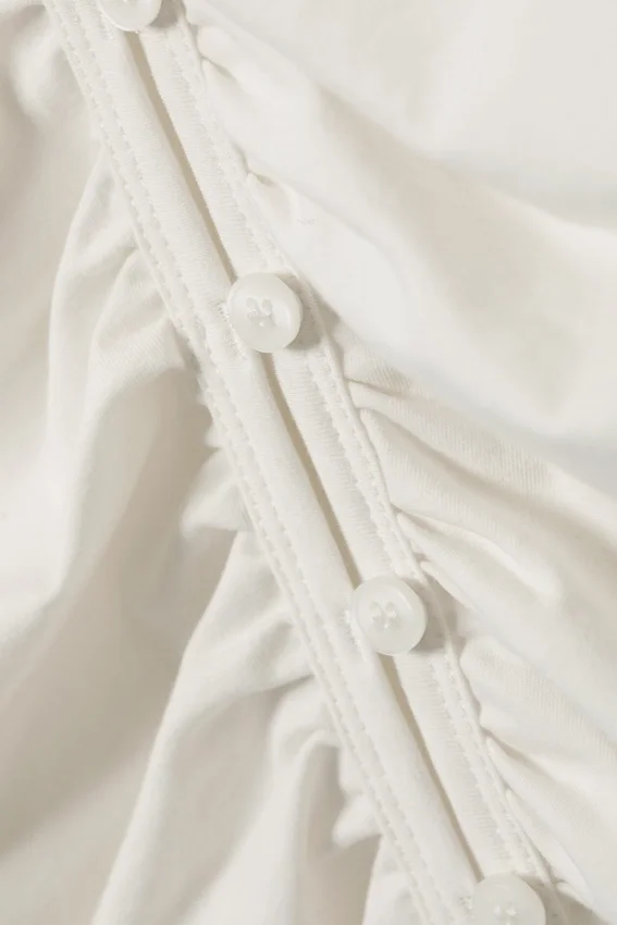 Belle B Ruched V-Neck Cardigan – White Belle B Ruched V-Neck Cardigan – White