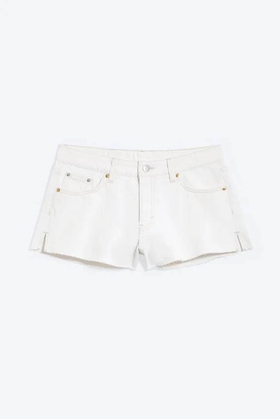 Bite Low Rise Mini Denim Shorts – Dirty White – White Bite Low Rise Mini Denim Shorts – Dirty White – White