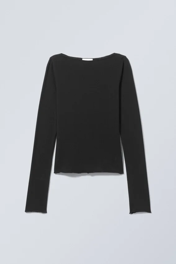 Boatneck Cotton Longsleeve – Black Boatneck Cotton Longsleeve – Black