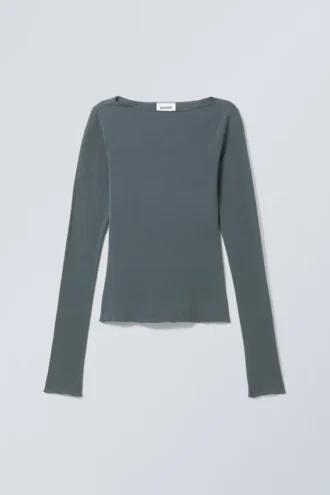Boatneck Cotton Longsleeve – Petrol