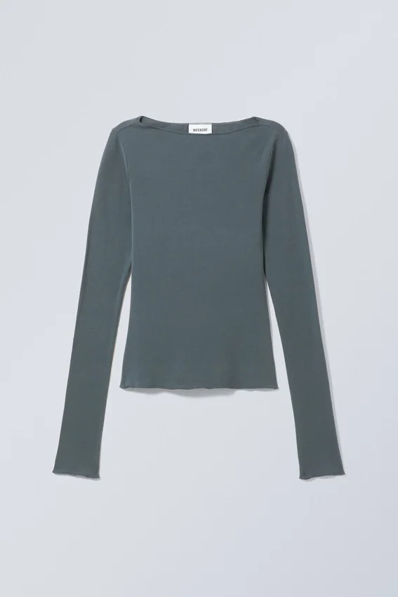 Boatneck Cotton Longsleeve – Petrol Boatneck Cotton Longsleeve – Petrol