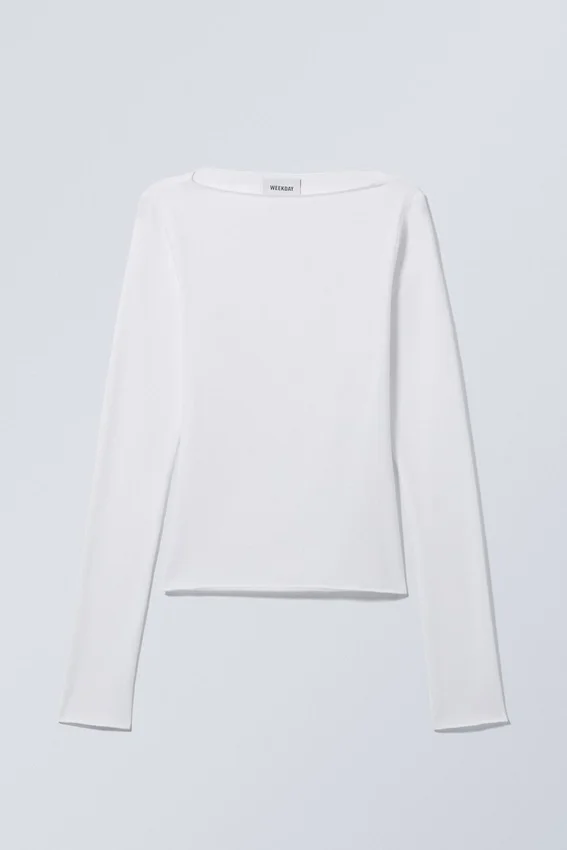 Boatneck Cotton Longsleeve – White Boatneck Cotton Longsleeve – White