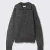 Bobby Relaxed Knitted Polo Sweater – Dark Grey Bobby Relaxed Knitted Polo Sweater – Dark Grey