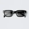 Bold Rectangular Frame Unisex Sunglasses – Black – Black Lenses Bold Rectangular Frame Unisex Sunglasses – Black – Black Lenses