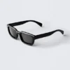 Bold Rectangular Frame Unisex Sunglasses – Black – Black Lenses Bold Rectangular Frame Unisex Sunglasses – Black – Black Lenses