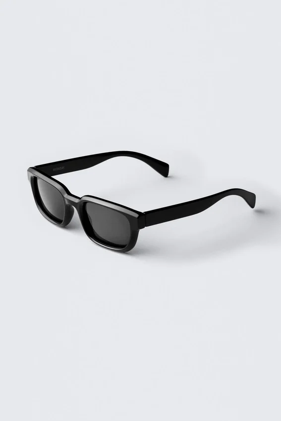 Bold Rectangular Frame Unisex Sunglasses – Black – Black Lenses Bold Rectangular Frame Unisex Sunglasses – Black – Black Lenses