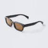 Bold Rectangular Frame Unisex Sunglasses – Black – Brown Lenses Bold Rectangular Frame Unisex Sunglasses – Black – Brown Lenses