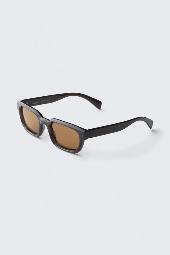 Bold Rectangular Frame Unisex Sunglasses – Black – Brown Lenses Bold Rectangular Frame Unisex Sunglasses – Black – Brown Lenses