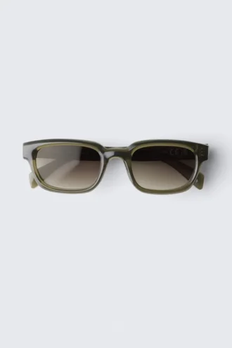 Bold Rectangular Frame Unisex Sunglasses – Dark Green