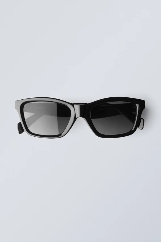 Bold Rectangular Sunglasses – Black – Black Lenses Bold Rectangular Sunglasses – Black – Black Lenses