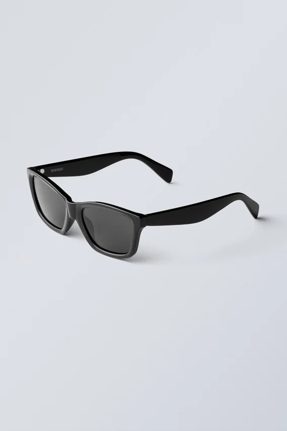 Bold Rectangular Sunglasses – Black – Black Lenses Bold Rectangular Sunglasses – Black – Black Lenses