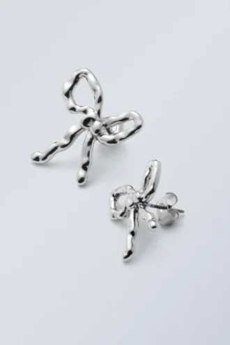 Bow Earrings – Silver