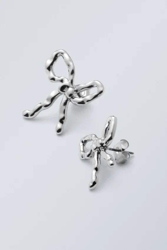 Bow Earrings – Silver Bow Earrings – Silver