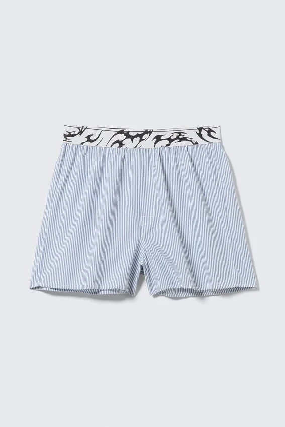 Boxer Pyjama Shorts – White – Blue Stripes Boxer Pyjama Shorts – White – Blue Stripes