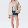 Boxy Button-Up Wool-Blend Jacket – Dusty Cream