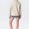 Boxy Button-Up Wool-Blend Jacket – Dusty Cream
