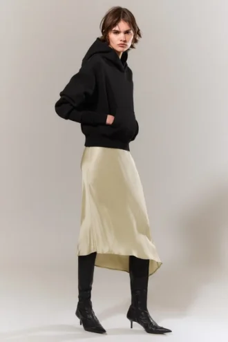 Boxy Cotton Fleece Hoodie – Black