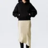 Boxy Cotton Fleece Hoodie – Black