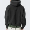 Boxy Cotton Fleece Hoodie – Washed Black Boxy Cotton Fleece Hoodie – Washed Black