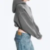Boxy Cotton Fleece Hoodie – Washed Dark Grey